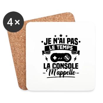 La console m'appelle - cadeau humour geek - Dessous de verre (lot de 4) - blanc - Devant