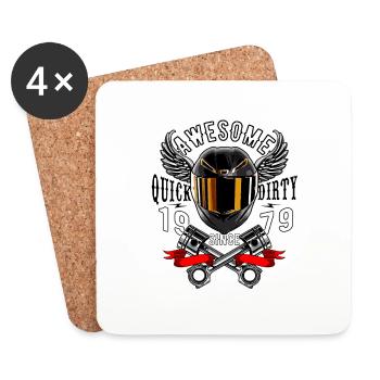 Génial depuis 1979, anniversaire du motard - Dessous de verre (lot de 4) - blanc - Devant