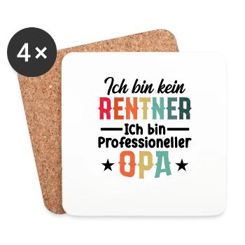 Ich Bin Kein Rentner Ich Bin Professioneller Opa - Untersetzer (4er-Set) - Weiß - Vorne
