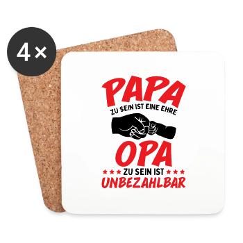 Papa Zu Sein Ist Eine Ehre Opa Zu Sein Unbezahlbar - Untersetzer (4er-Set) - Weiß - Vorne
