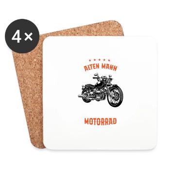 Geschenkidee Ein Alter Mann Auf Einem Motorrad - Untersetzer (4er-Set) - Weiß - Vorne