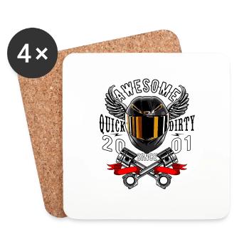 Génial depuis 2001, anniversaire du motard - Dessous de verre (lot de 4) - blanc - Devant