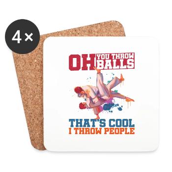 Oh, You Throw Balls, That's Cool, I Throw People - Coasters (set of 4) - white - Front