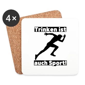 Trinken ist auch Sport! Party, Mallorca, JGA! - Untersetzer (4er-Set) - Weiß - Vorne