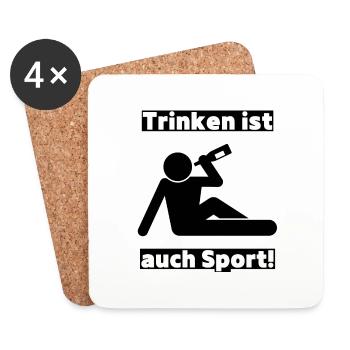 Trinken ist auch Sport! Party, Mallorca, JGA! - Untersetzer (4er-Set) - Weiß - Vorne