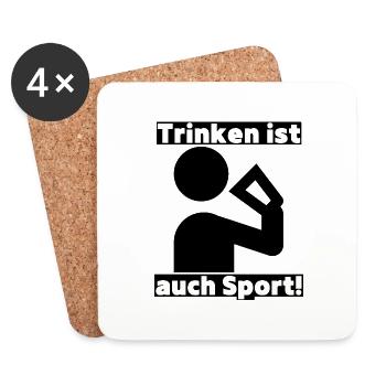 Trinken ist auch Sport! Party, Mallorca, JGA! - Untersetzer (4er-Set) - Weiß - Vorne
