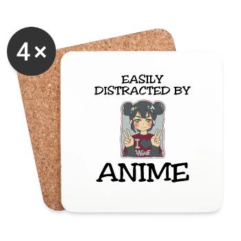 Easily Distracted By Anime - Untersetzer (4er-Set) - Weiß - Vorne