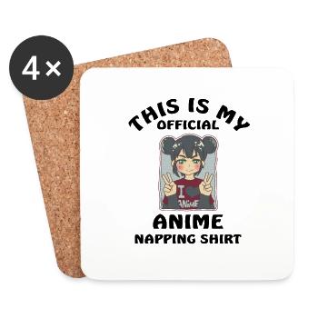 This Is My Official Anime Napping Shirt - Untersetzer (4er-Set) - Weiß - Vorne