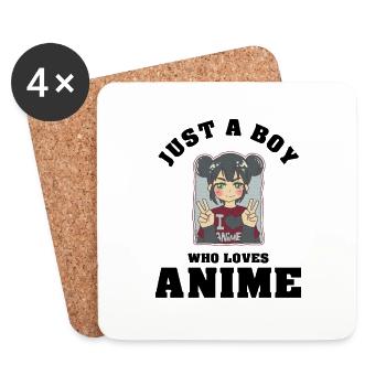 Just A Boy Who Loves Anime - Untersetzer (4er-Set) - Weiß - Vorne