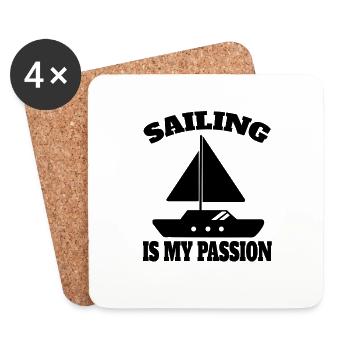 Voilier Marins Capitaine Voilier Voile Voile - Dessous de verre (lot de 4) - blanc - Devant