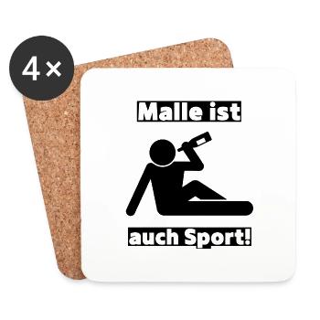 Malle ist auch Sport! Party, Mallorca, JGA! - Untersetzer (4er-Set) - Weiß - Vorne