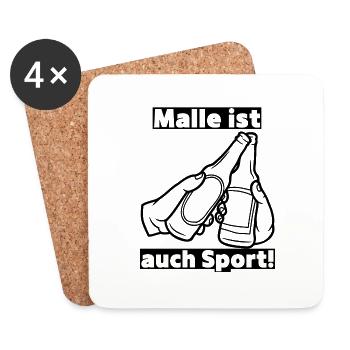 Malle ist auch Sport! Party, Mallorca, JGA! - Untersetzer (4er-Set) - Weiß - Vorne
