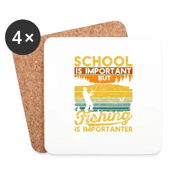 Fun school is important, but fishing is still - Coasters (set of 4) - white - Front