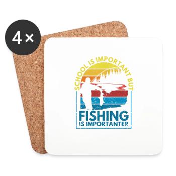 L’école vintage est importante, mais la pêche est importante - Dessous de verre (lot de 4) - blanc - Devant