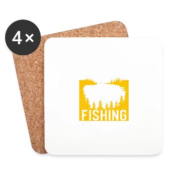 School is important, but fishing is even more important - Coasters (set of 4) - white - Front