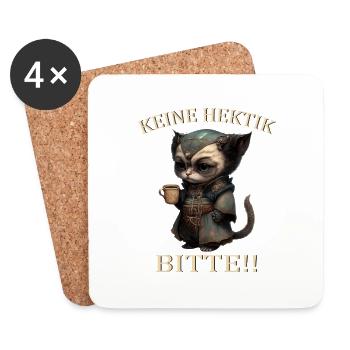 Katze "Keine Hektik bitte" - Untersetzer (4er-Set) - Weiß - Vorne