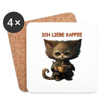 Ich liebe Kaffee - Untersetzer (4er-Set) - Weiß - Vorne