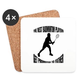 Badminton player Papa Badminton Father Badminton - Coasters (set of 4) - white - Front
