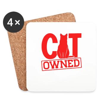 Cats lovers cat parents cats sayings - Coasters (set of 4) - white - Front