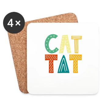 Chat Maman Chat Parents Chat Amoureux des Chats Cadeau - Dessous de verre (lot de 4) - blanc - Devant