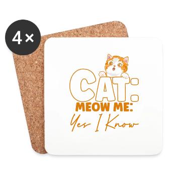 Katzen Sprüche Katze Katzen Liebhaber Geschenk - Untersetzer (4er-Set) - Weiß - Vorne
