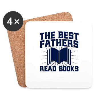 Les meilleurs pères lisent des livres lisent un livre cadeau - Dessous de verre (lot de 4) - blanc - Devant