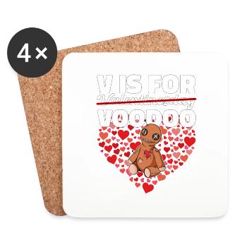 Cadeau d’amour de poupée vaudou de la Saint-Valentin - Dessous de verre (lot de 4) - blanc - Devant