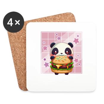 Cute Kawaii Panda, The Burger Anime Manga Otaku - Coasters (set of 4) - white - Front