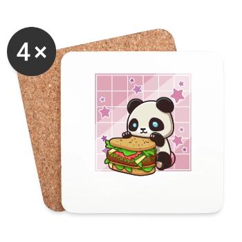 Cute Kawaii Panda, The Sandwich Anime Manga - Coasters (set of 4) - white - Front