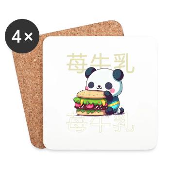 Netter Kawaii Panda, Der Sandwich Anime Manga - Untersetzer (4er-Set) - Weiß - Vorne