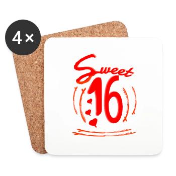 16 - Sweet Sixteen - Dessous de verre (lot de 4) - blanc - Devant