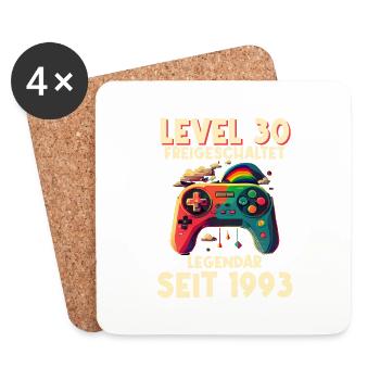 1993 Level 30 Jahre Gaming 30er 30 Geburtstag - Untersetzer (4er-Set) - Weiß - Vorne
