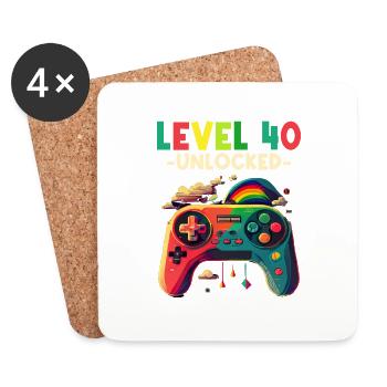 Level 40 Jahre Gaming 40er 40 Geburtstag - Untersetzer (4er-Set) - Weiß - Vorne