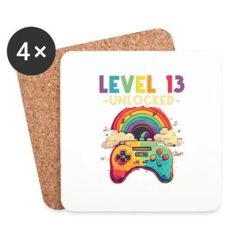 Level 13 Jahre Gaming 13er 13 Geburtstag - Untersetzer (4er-Set) - Weiß - Vorne