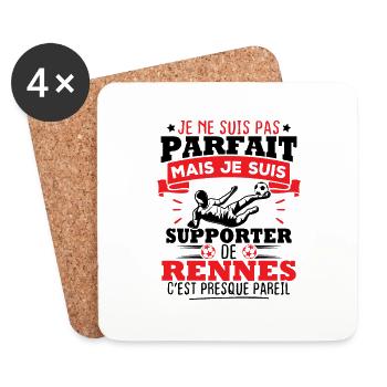 Pas parfait mais je suis supporter de Rennes - Dessous de verre (lot de 4) - blanc - Devant