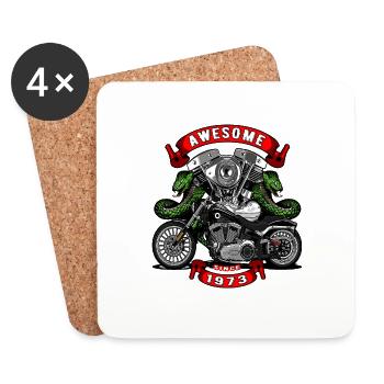 Génial depuis 1973, anniversaire du motard - Dessous de verre (lot de 4) - blanc - Devant