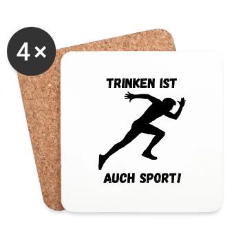 Trinken ist auch Sport! Party, Mallorca, JGA! - Untersetzer (4er-Set) - Weiß - Vorne