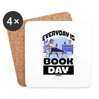 Everyday Is Book Day - Untersetzer (4er-Set) - Weiß - Vorne