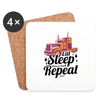 Eat Sleep Drive A Truck Repeat - Coasters (set of 4) - white - Front