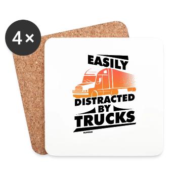 Easily Distracted By Trucks - Untersetzer (4er-Set) - Weiß - Vorne