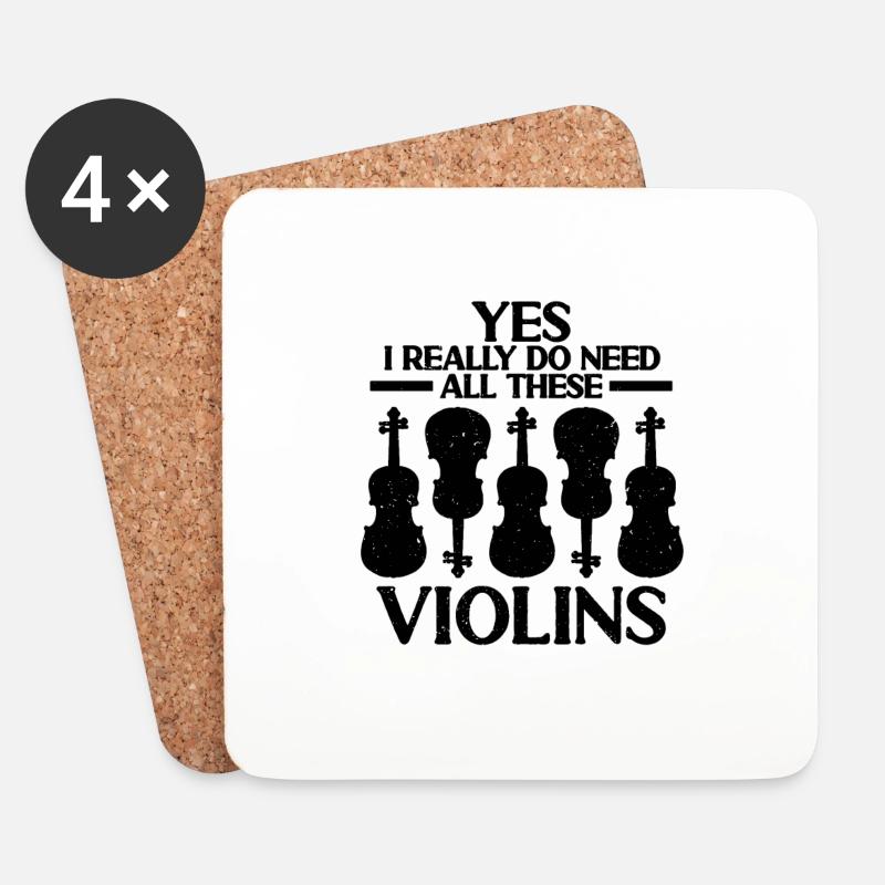 I Really Do Need Violin Retro Music Note Violinist - Untersetzer (4er-Set) - Weiß