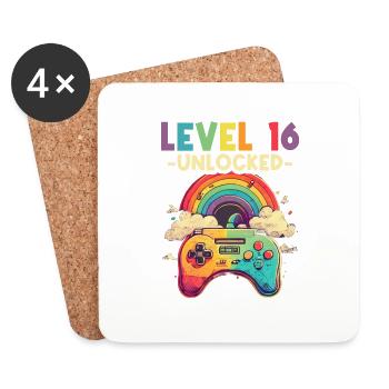 Niveau 16 ans Gaming 16er 16 Anniversaire - Dessous de verre (lot de 4) - blanc - Devant
