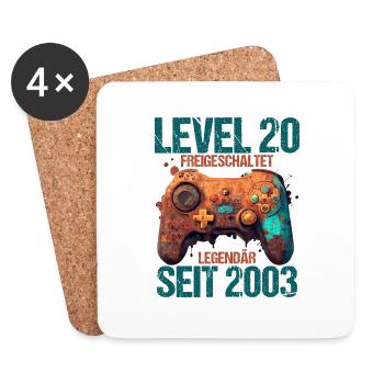 2003 Level 20 Jahre Gaming 20er 20 Geburtstag - Untersetzer (4er-Set) - Weiß - Vorne