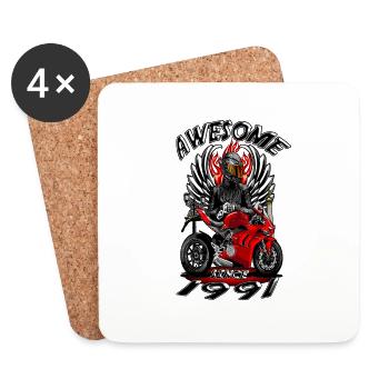 Génial depuis 1991, anniversaire du motard - Dessous de verre (lot de 4) - blanc - Devant