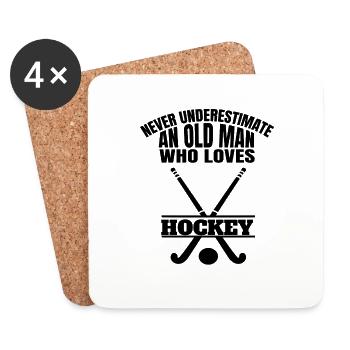 Joueur de hockey cadeau hockey sur gazon hockey hockey floorball - Dessous de verre (lot de 4) - blanc - Devant