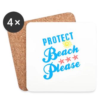 Protect The Beach Please Retro Animal Lover - Coasters (set of 4) - white - Front