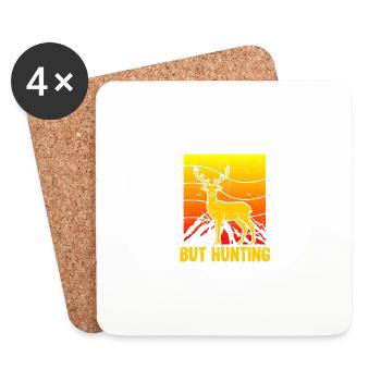 School is important, but hunting is more important - - Coasters (set of 4) - white - Front