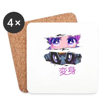 Transformation anime from good to evil - Coasters (set of 4) - white - Front