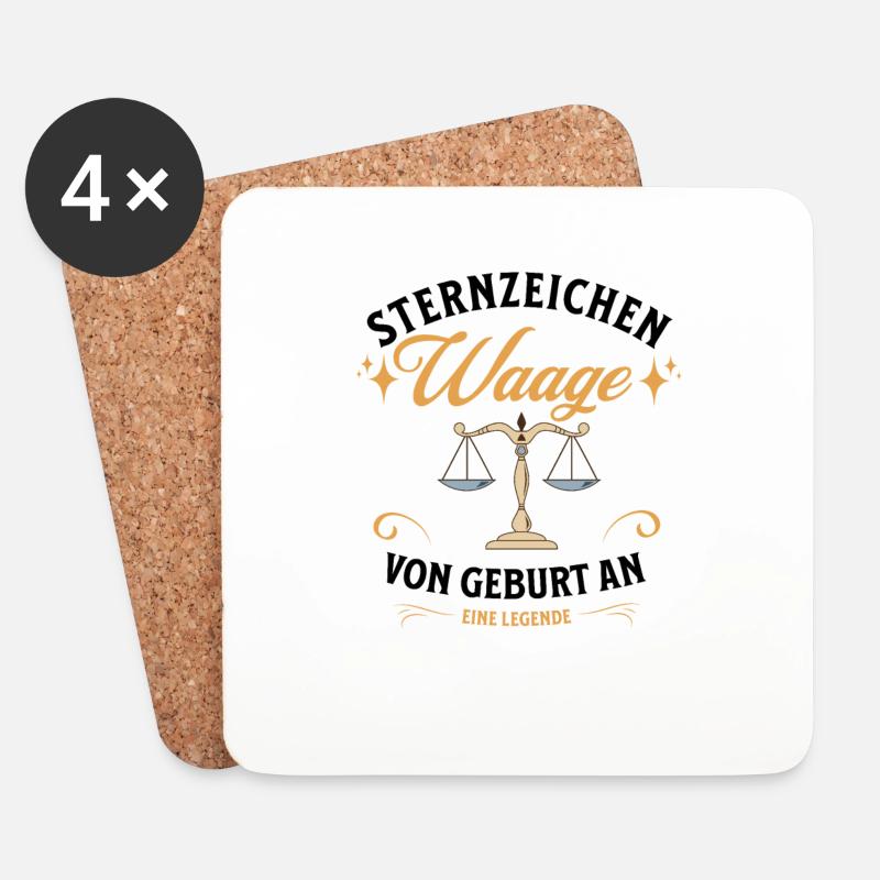 Sternzeichen Geschenke Waage Spruch - Untersetzer (4er-Set) - Weiß