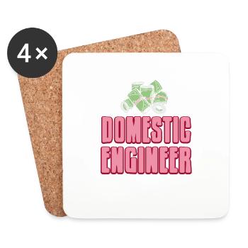 Domestic Engineer AKA Stay At Home MOM Retro - Coasters (set of 4) - white - Front